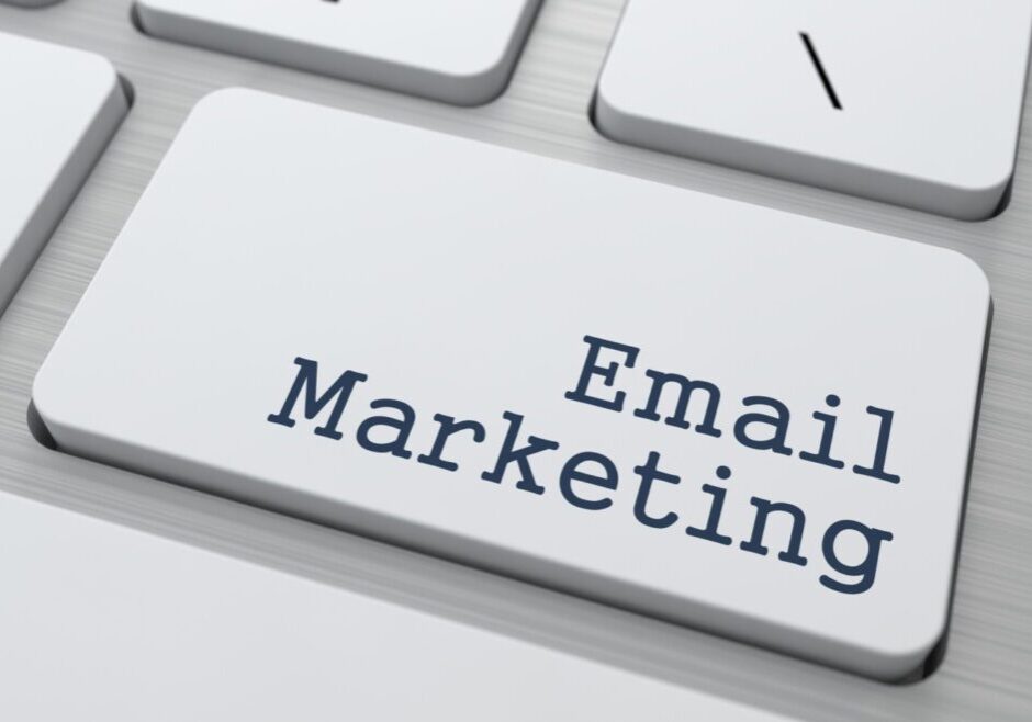 Close-up of a keyboard with an Email Marketing key.